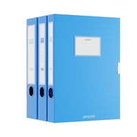 Boîte de classement portable A4 sans acide Weishu en PP bleue, boîtes de rangement pour archives, boîtes de classement en plastique pour l'école