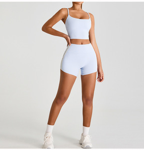 Women Thin Spaghetti Strap Yoga Bra Criss Cross <b>Back</b> Ruched Removable Pads Sports Crop <b>Top</b> <b>Low</b> Support Pilates Activewear - Product Image 3