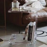 Table d'appoint carrée moderne convertible et mobile avec roulettes, structure en plastique, rangement portable, meuble de salon pour chambre et canapé