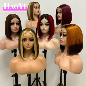 Perruque Bob droite à double trame, cheveux vierges alignés sur les cuticules, avec fermeture Kim 2*6, 100% cheveux humains, perruques à dentelle frontale pour femmes noires - Product Image 1