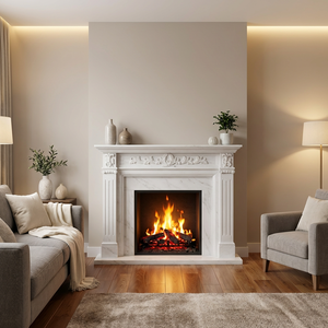 Cheminée d'intérieur <span class=keywords><strong>de</strong></span> style europé<span class=keywords><strong>en</strong></span> sculptée à la main Cheminée <span class=keywords><strong>en</strong></span> marbre blanc décorative autoportante Style <span class=keywords><strong>de</strong></span> designer - Product Image 1