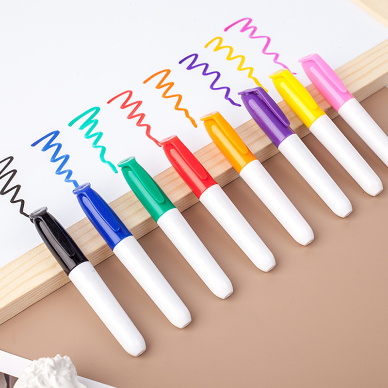 Custom Logo Printed Waterproof Window Advertising 6 Colors Gift School Office Design Mini Permanent Marker Pen