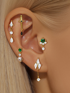 Aretes de Plata 925 con Circonita Verde y Baño de Oro de 18K, Marca CANNER, para Uso Diario, Joyería de Lujo para Chicas - Product Image 5