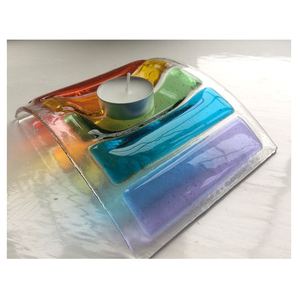 Vitrail fusionné arc pont bougeoir à <span class=keywords><strong>la</strong></span> main chauffe-plat <span class=keywords><strong>Center</strong></span> Concave arc pont fusionné verre chandelier sortie d'usine - Product Image 4