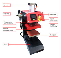 Petite presse à chaud pneumatique 15x15cm pour étiquettes de col, logos, étiquettes de t-shirts, presse d'impression automatique de poches pour usine