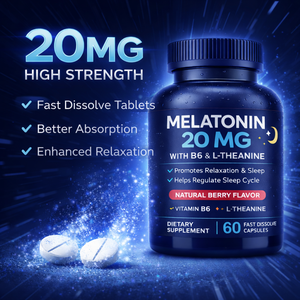 Capsules de mélatonine 20MG pour le sommeil avec vitamine B6 et <span class=keywords><strong>L</strong></span>-théanine – Formule de repos profond – Complément alimentaire pour adultes - Product Image 2