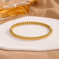 Nouveau bracelet tendance en acier inoxydable à perles rondes pour femme, simple et polyvalent, plaqué or 18 carats, avec fermoir en O empilable