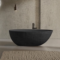 Baignoire en pierre artificielle texturée en terre cuite, surface solide mate, forme d'œuf, pour hôtel de luxe, villa, salle de bain