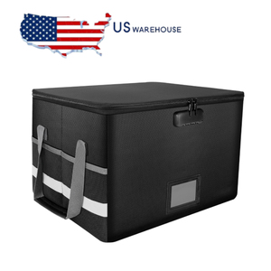 US Warehouse in Stock Fireproof Document <b>Box</b> with Lock and Zipper Lid Collapsible <b>File</b> Storage Organizer Office Organizer - Product Image 1