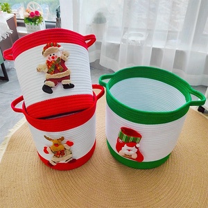 ตะกร้าผ้าฝ้ายถักทำมือแบบกำหนดเองสำหรับคริสต์มาสจากโฮมพลัส - Product Image 5