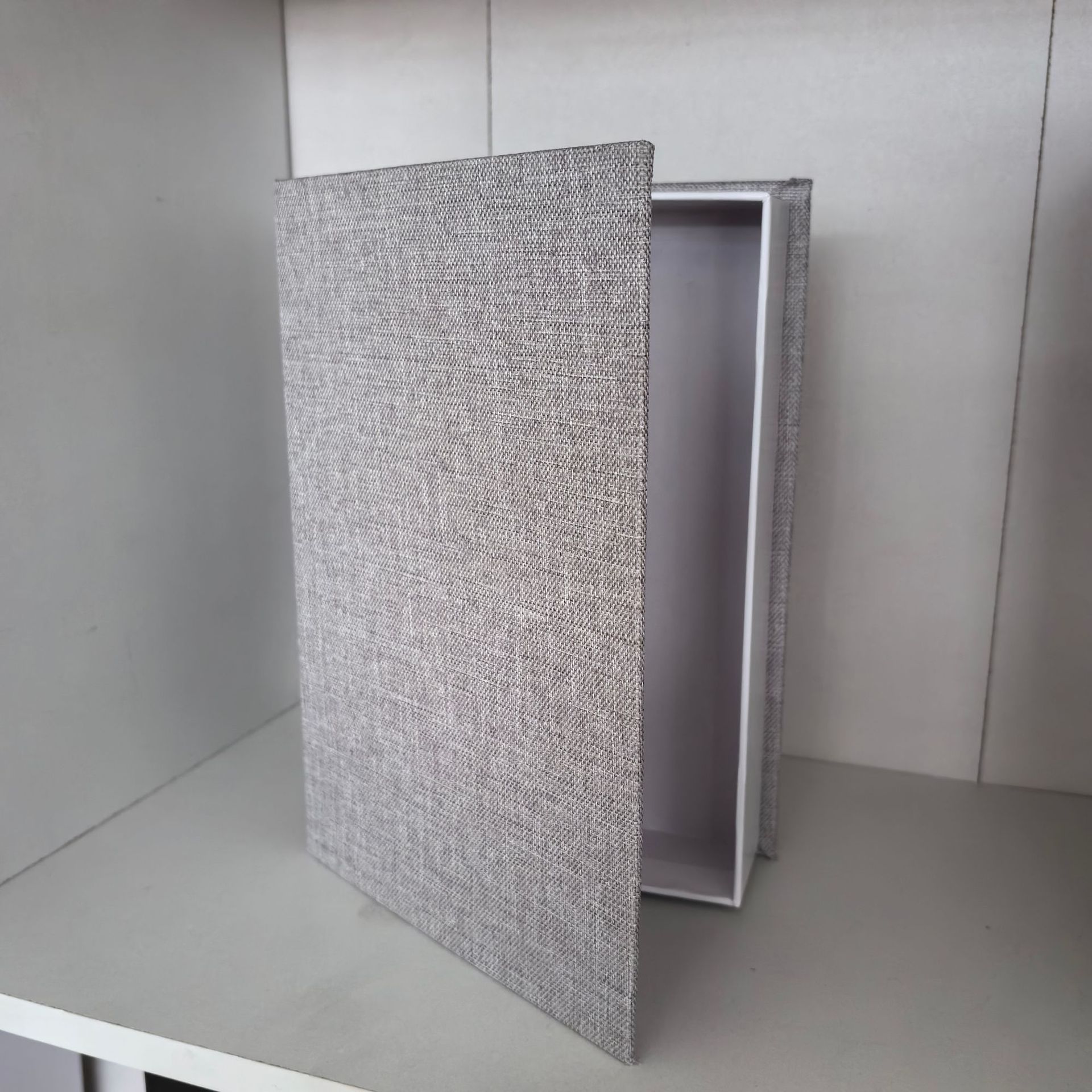 Caja de almacenamiento individual de lino gris claro