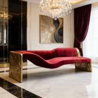 Chaise longue artisanale en laiton avec revêtement en velours moelleux, design minimaliste, fonction inclinable, banc d'appoint de luxe pour chambre à coucher