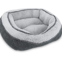 Lit orthopédique rectangulaire rayé personnalisé pour chat, lavable, avec fond antidérapant, apaisant, grand lit de couchage pour chats domestiques