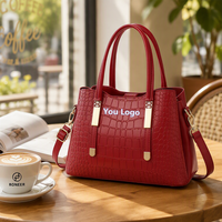 Sac fourre-tout de voyage vintage grande taille pour femme en cuir PU effet crocodile lavé, avec logo personnalisé, fermeture à chaîne, sac à bandoulière et sac à main, vente en gros OEM
