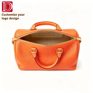 Échantillon Gratuit <span class=keywords><strong>Sac</strong></span> Boston en <span class=keywords><strong>Cuir</strong></span> <span class=keywords><strong>Grainé</strong></span> Orange avec LOGO Personnalisé, Bandoulière Amovible, Grand <span class=keywords><strong>Sac</strong></span> de Voyage, Fournisseur OEM ODM - Product Image 3
