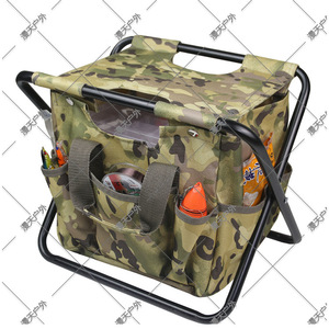 <b>Portable</b> Foldable Fishing <b>Stool</b> With Storage Bag Camouflage 600D Oxford Cloth Camping Leisure Chair Rectangular Collapsible - Product Image 1