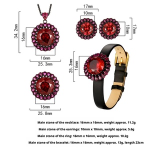 High Quality Eco-friendly Copper Women's Leather <b>Bracelet</b> <b>Set</b> 16-10mm Red Cubic Zirconia Stylish Daily Wear Jewelry <b>Set</b> - Product Image 2