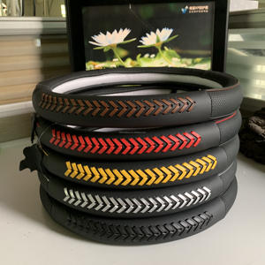 أحدث تصميم جلد طبيعي أسود غطاء عجلة القيادة M الحجم الساخن بيع - Product Image 3