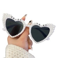 Lunettes de soleil de fête en forme de cœur ornées de perles, idéales pour anniversaire, mariage, enterrement de vie de jeune fille, future mariée, cadeau tendance