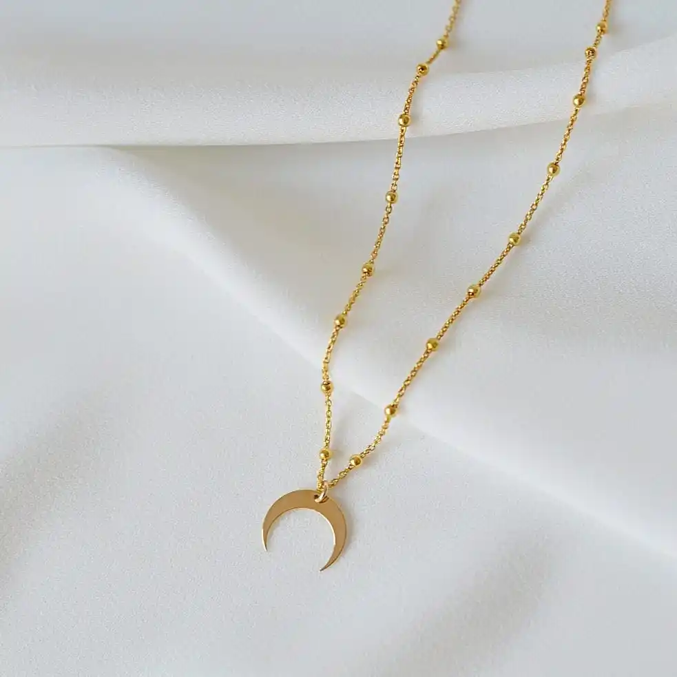 Inspire stainless steel jewelry simple lunula pendant moon necklace bead chain jewelry factory wholesale cheap jewelry