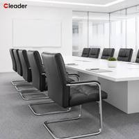 Chaise de bureau professionnelle en cuir avec base carrée fixe, ergonomique, pour réunions d'affaires, salles de conférence et réception de visiteurs