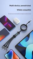 Cable de Datos Tres en Uno con Pantalla Digital Inteligente de 120W, Conectores Micro USB/Tipo-C, Carga Súper Rápida