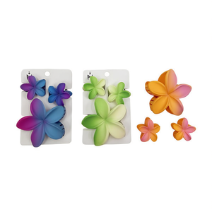 Set di 3 fermagli per capelli a forma di fiore a due tonalità sfumate T Mat, in plastica, 10 cm, casual, di alta qualità, confezione in cartone. - Product Image 2