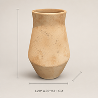 Vase à fleurs en céramique vintage ARM LVG Wabi-Sabi, poterie rustique en terre cuite, pot à large ouverture, récipient floral, vases d'art antique