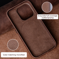 Étui de téléphone portable en cuir véritable mat simple avec charge magnétique sans fil de luxe personnalisé pour iPhone 16 15 14 13 Pro Max