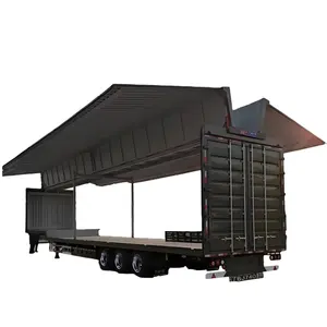 Yalong Aluminium 3 axles 40 footer flying wing van box semi trailer with side open door