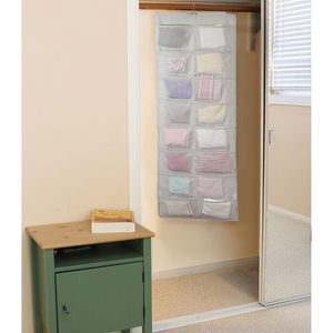 Organizador de armario colgante de doble cara con 24 bolsillos de malla para sujetadores y ropa interior, con colgador giratorio, gris, para colocar detrás de puertas o en paredes - Product Image 5