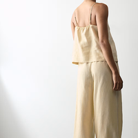 Ensemble de pyjama élégant pour femmes, sans manches, avec pantalon ample à jambes larges, pour se détendre à la maison