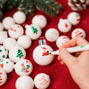 3CM palline di <span class=keywords><strong>natale</strong></span> bianche fai da te decorazioni natalizie 24 Pack con penna ad acqua per il disegno - Product Image 3