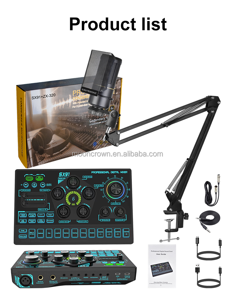 SX91 Sound Card & ZX320 Microphone - Professional Podcast Gear