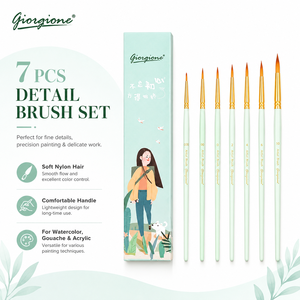 Ensemble de 7 pinceaux d'art verts de haute qualité Giorgione, pinceaux de précision pour <span class=keywords><strong>aquarelle</strong></span>, <span class=keywords><strong>gouache</strong></span> <span class=keywords><strong>et</strong></span> acrylique - Product Image 1