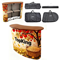 Comptoir de réception portable en aluminium et acier, table d'exposition pop-up avec graphisme personnalisé imprimé pour les salons professionnels et les événements d'entreprise