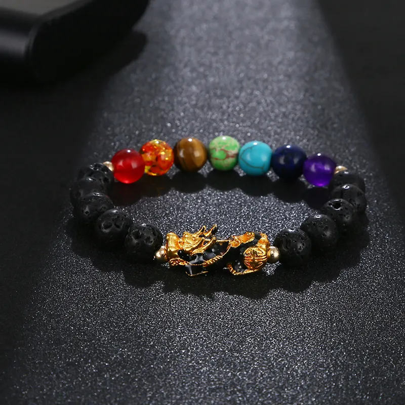 2021 Terbaru Desain 7 Chakra Pi Xiu Gelang Feng Shui Kekayaan Elastis Gelang untuk Pria Wanita