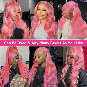 Perruque synthétique HD 13x4 à dentelle transparente, ondulations profondes, bordeaux, rouge vin, longue, noire, pour femmes, tresses au crochet, vente <span class=keywords><strong>en</strong></span> gros - Product Image 4