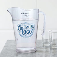 Carafe de 1,5 L au design classique en PS avec logo personnalisé, sans BPA, compatible lave-vaisselle, réutilisable pour le vin et l'eau, pour la maison et les fêtes
