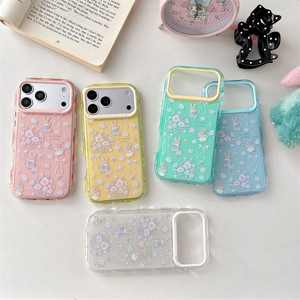 Funda transparente 2 en 1 de TPU con diseño de conejo y lazo de dibujos animados para iPhone 17 16 15 Pro Max, con impresión personalizada en la cubierta trasera - Product Image 1