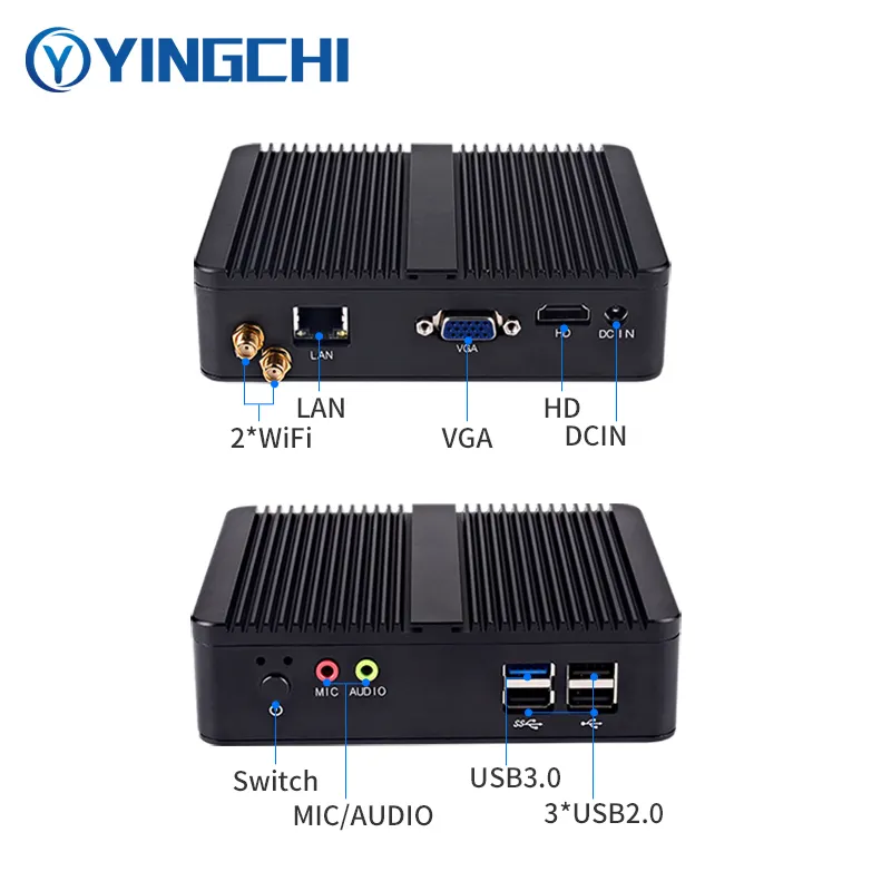 YINGCHI พีซีมินิคอมพิวเตอร์อุตสาหกรรมฝังพีซี J1800 2.41GHz ความละเอียด 1920*1080 ขายึด vga mini pc