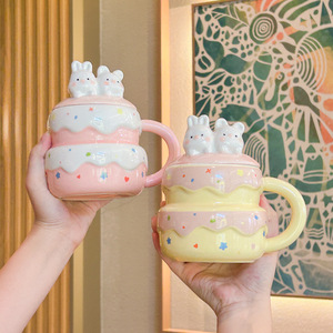 Emballage de boîte-cadeau d'anniversaire de tasse en céramique de lapin tridimensionnel coréen mignon - Product Image 2