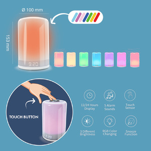 Double <strong>Shade</strong> Desk Clock Sunrise Sunset Simulation Light Touch Lamp With RGB Lights 5 Alarm Sounds <strong>Snooze</strong> Function Wake up Light - Product Image 2