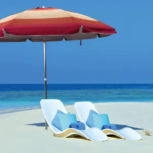 Hợp kim nhôm sợi bãi biển Ô Hợp kim kẽm dải màu nắng ô 220cm ngoài trời Polyester bạc cao su ô