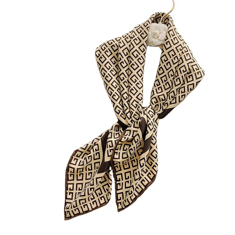 Spring and summer new 90 twill silk geometric vintage scarf women's professional silk scarf custom printing large luxury scarf