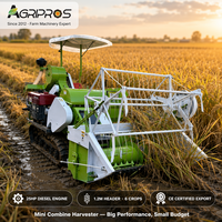 Petite Moissonneuse-batteuse sur chenilles 25 CV à moteur diesel, pour riz et blé, avec fonctions de récolte complète et de batteuse hydraulique, machine agricole compacte pour céréales et riz paddy