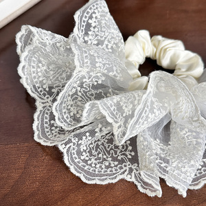 Elegant <b>Lace</b> Double-Layer Fabric Hair Ties Feminine Scrunchies for Women-Wedding & Daily Use Hair Accessories - Product Image 6