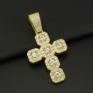 สร้อยคอจี้รูปกางเขนประดับเพชรแบบ Iced Out สไตล์ฮิปฮอป พร้อมสร้อยคิวบาลิงค์ สำหรับผู้ชาย นักขี่มอเตอร์ไซค์  นักเต้นสตรีทแดนซ์ เครื่องประดับคอ - Product Image 3