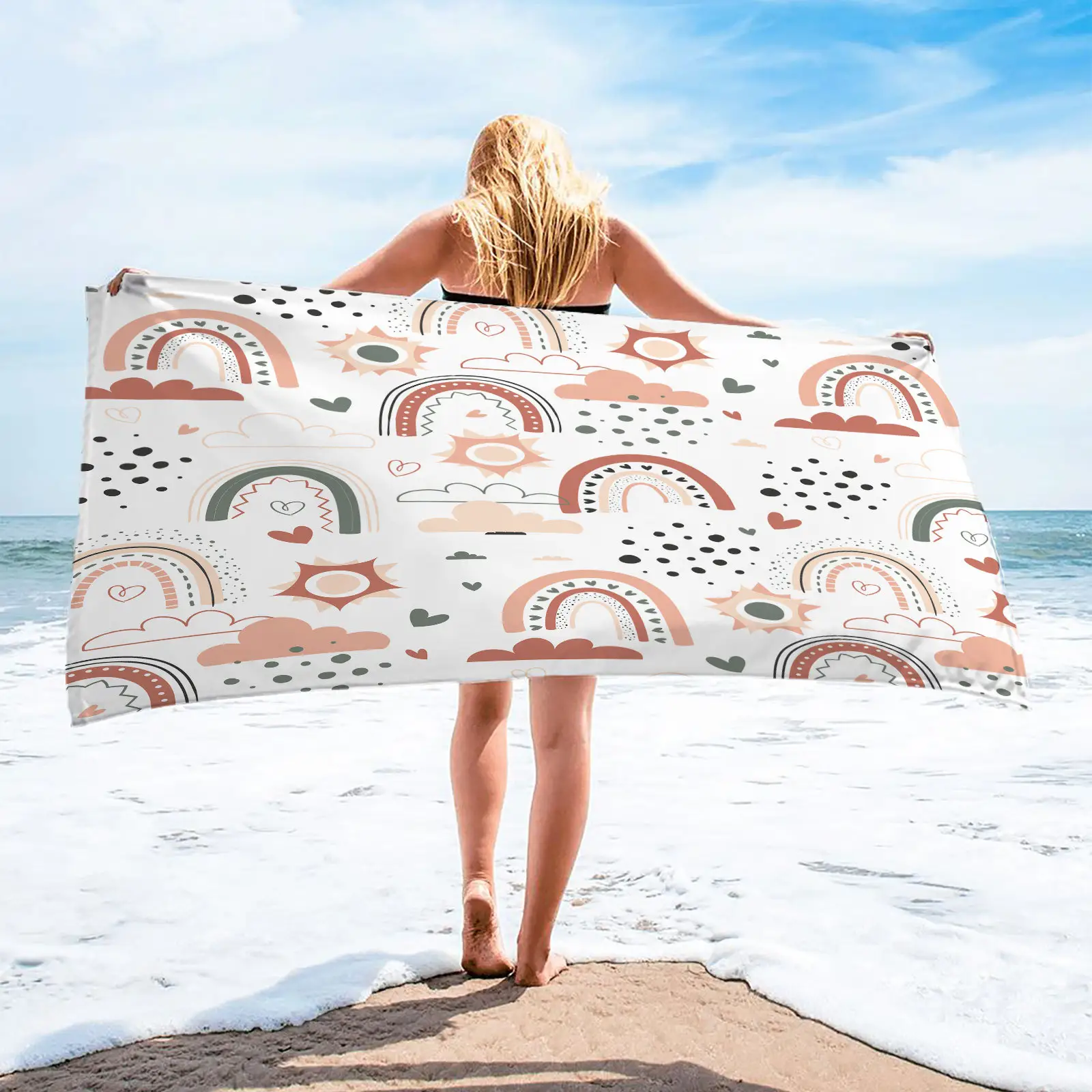 منشفة للشاطئ مايكروفايبر سريعة الجفاف لصيف 2024، بطانية بشعار مخصص، منشفة للشاطئ