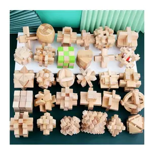 פאזל עץ סיני עתיק משחק לוח חלק משחק חינוכי קוביות מרובעות צעצועי מוח לילדים